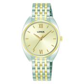 lorus quartz ladies two tone champagne dial bracelet watch image