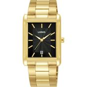 lorus quartz gents gold plated black dial bracelet watch
