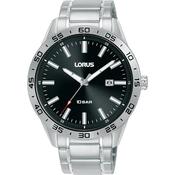 lorus quartz gents stainless steel black dial bracelet watch image