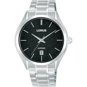 lorus quartz gents stainless steel black dial bracelet watch