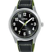 lorus quartz gents stainless steel black dial strapwatch