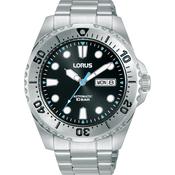 lorus automatic gents stainless steel black dial bracelet watch image