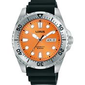 lorus automatic gents stainless steel orange dial strap watch
