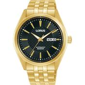 lorus automatic gents gold plated black dial bracelet watch