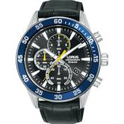 lorus chronograph gents  stainless steel black dial strap watch image