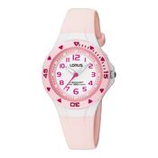 lorus quartz kids  white dial pink silicone strap