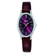 lorus quartz ladies stainless steel burgundy dial strap watch image