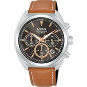 lorus quartz chronograph gents stainless steel brown dial strap watch