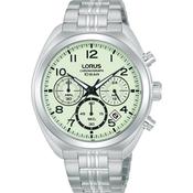 lorus quartz chronograph gents stainless steel green dial bracelet watch