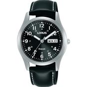 lorus gents 50m stainless steel on strap, full figure black dial watch