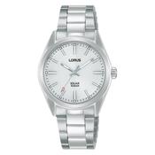 lorus solar ladies stainless steel white dial bracelet watch