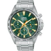 lorus solar chronograph gents stainless steel green dial bracelet watch