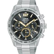 lorus solar chronograph gents stainless steel black dial bracelet watch