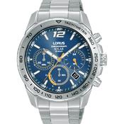 lorus solar chronograph gents stainless steel blue dial bracelet watch image