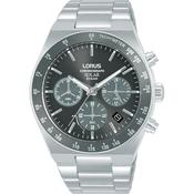 lorus solar chronograph gents stainless steel black dial bracelet watch