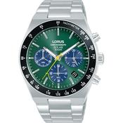 lorus solar chronograph gents stainless steel green dial bracelet watch