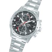 lorus solar chronograph gents stainless steel black dial bracelet watch