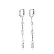 jette earrings silver 925 rhodium plated with cubic zirconia 5.5x1.2cm image