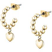 talismani earring steel beads hoop heart yellow gold plated