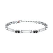 sector tennis bracelet stainless steel tag and black cz 22cm image