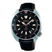 seiko prospex tortoise automatic black dial 42.4mm, 20 bar, calf strap watch