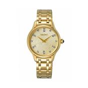 seiko quartz ladies gold plated cream dial bracelet watch image