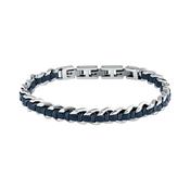 sector bandy bracelet steel 19+3cm leather blue
