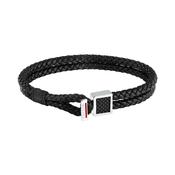 sector bandy bracelet steel leather black 22cm