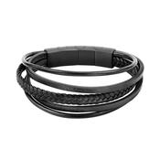 sector bandy bracelet ip black &amp; black leather strap 22cm