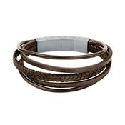 sector bandy bracelet stainless steel &amp; brown leather strap