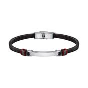 sector bandy bracelet black leather &amp; ip black ring 22cm image