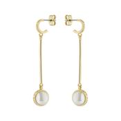 ted baker perllie: logo pearl gold tone long drop earrings