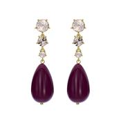 pearsti: statement crystal bead drop earrings gold tone plum golden crystal image