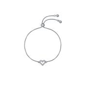 ted baker amorita: crystal halo heart adjustable bracelet , silver tone, clear crystal