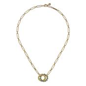 ted baker lola: double logo link necklace gold tone blue pearl