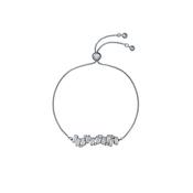 ted baker clarrie: crystal cluster adjustable bracelet silver tone