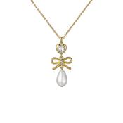 ted baker imogen: icon charm heart bow pearl drop pendant necklace image