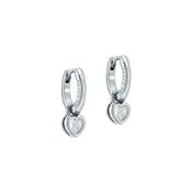 ted baker harper: mini crystal heart huggie earrings  silver tone clear crystal image