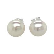 silver freshwater pearl stud earrings 9-9.5mm