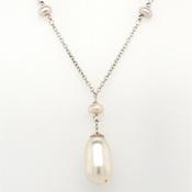 silver multi pearl�inlay drop necklace 44 cm� image