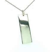 silver rectangle dog tag pendant 325x10mm�on 40cm chain   a image
