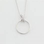 9k white gold circle pendant with white cz x image