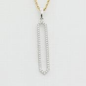 9k white gold long drop open-oblong pendant with white cz image
