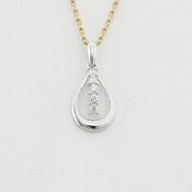 9k white gold open teardrop pendant with 5 white cz drop image