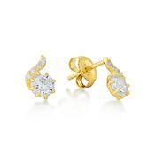 9k yellow gold earring with white cz set in gold stem image