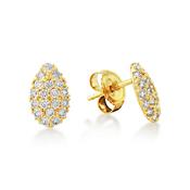 9k yellow gold oval cluster stud earring with white cz image