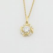 9k yellow gold pendant knot with white cz centre no chain image
