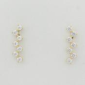 9k yellow gold snake drop earrings with white cz