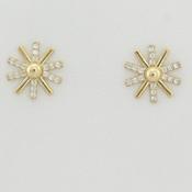 9k yellow gold snowflake stud earring with white cz image