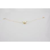 9k yellow gold bracelet with white freshwater pearl image